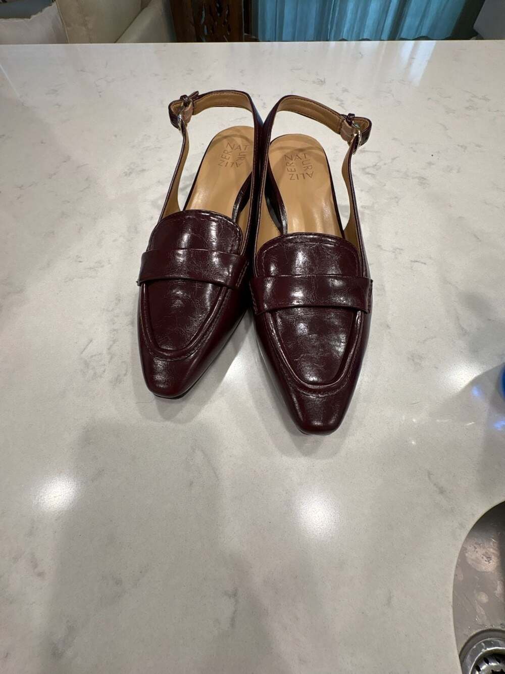 Naturalizer Garner Pointed Toe Slingback Loafer Pumps in Merlot - Picture 2 of 10